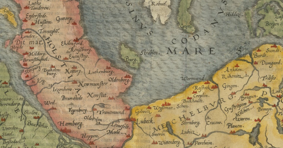 Бывшие территории Вагрии на карте северной Германии и западной Польши, составленной Жераром де Йоде. Антверпен / 1578. 