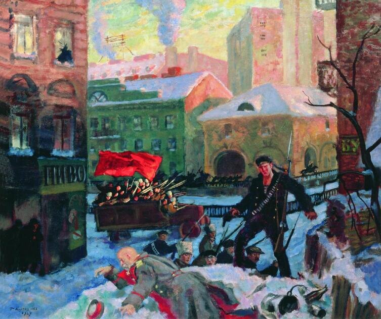    Кустодиев Борис Михайлович — «Октябрь в Петрограде», 1927 г., общественное достояние