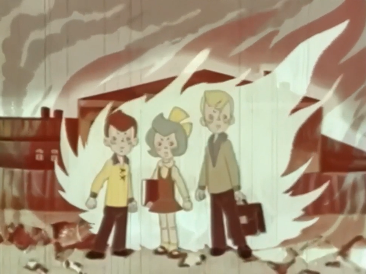 Кадр из мультфильма «Приключения красных галстуков». (1971 год)