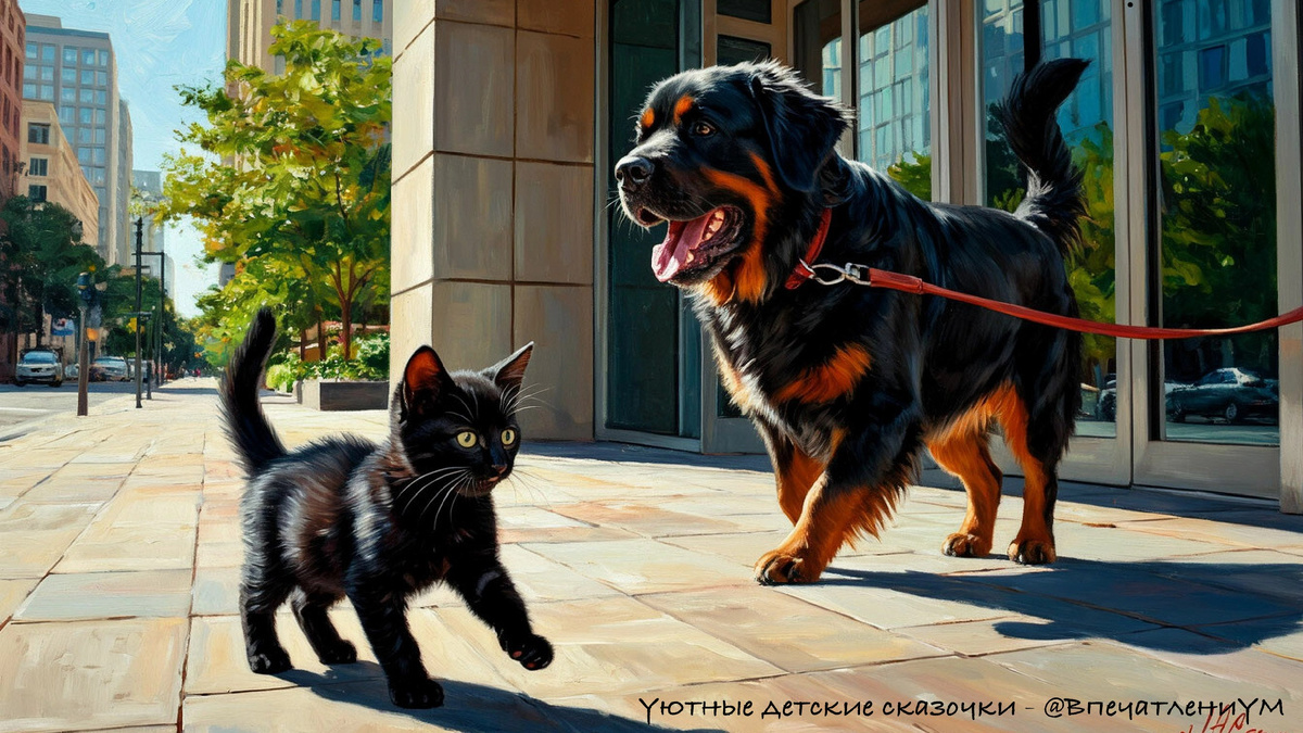 Котёнок Лапка встречает пса Рэкса