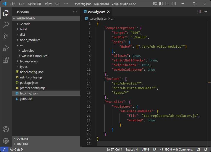 Отредактированная конфигурация корневого tsconfig.json