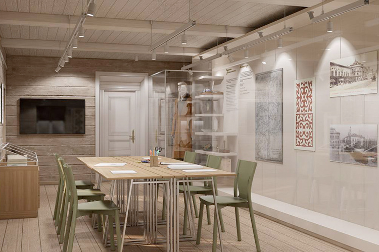    Резные двери, убранство татарской избы и цитаты Каюма Насыри на стенах — таким получится музей великого татарского просветителя после обновления.   
Фото: Фото предоставлено ТИГП