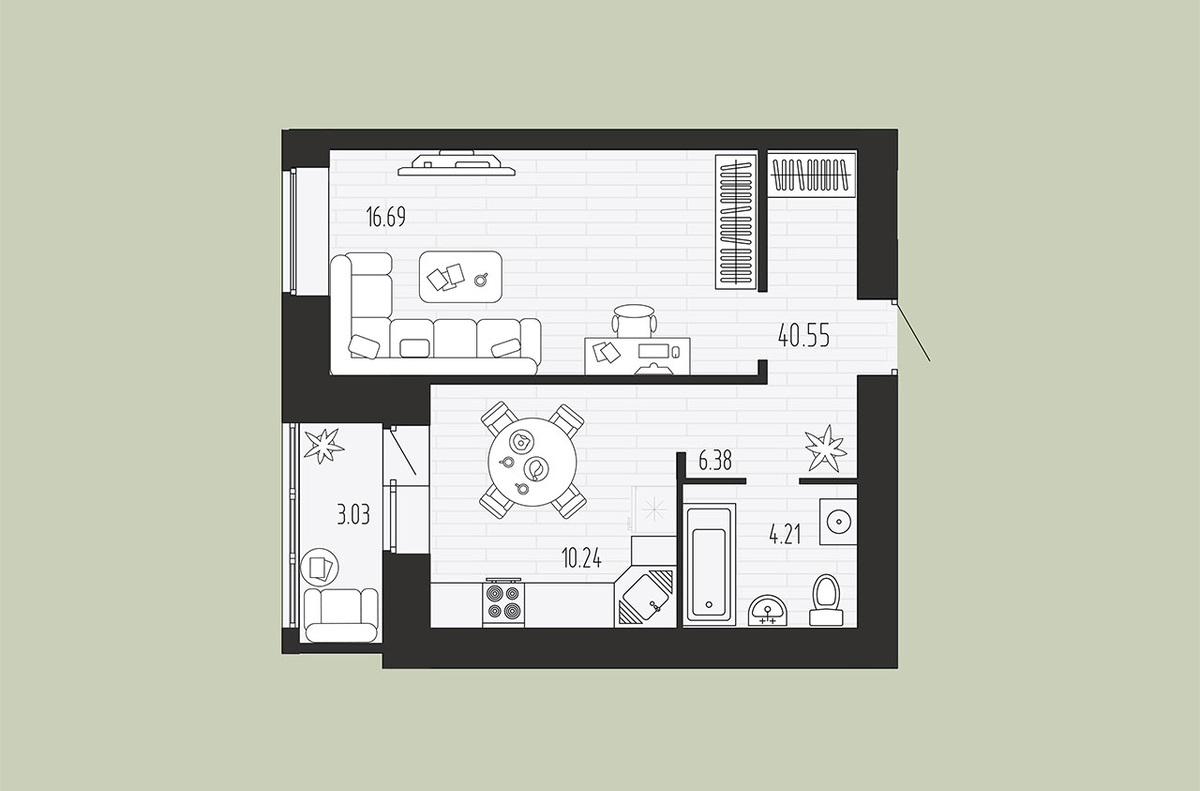 ЖК "Семейный", стр.14.2, 1-комнатная квартира.