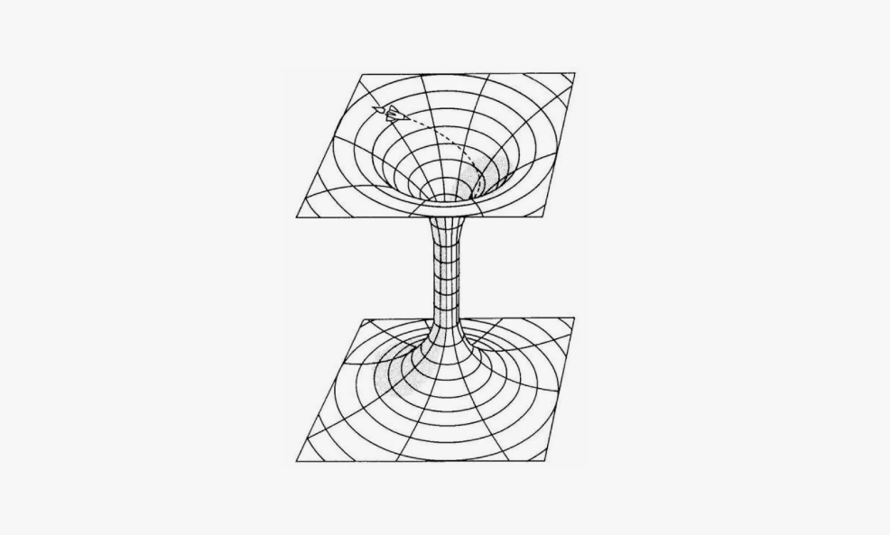 Червоточина. Обратите внимание, что главное тут - не сжатие пространства в сингулярность