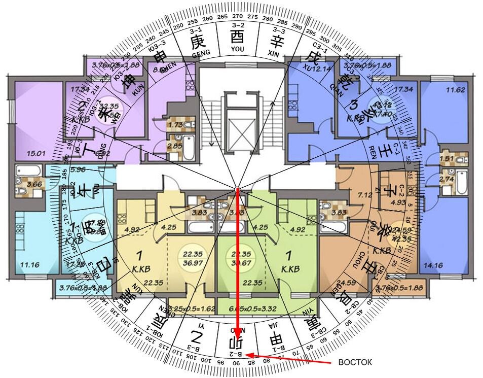 Нанесению круга 24 гор на план недвижимости