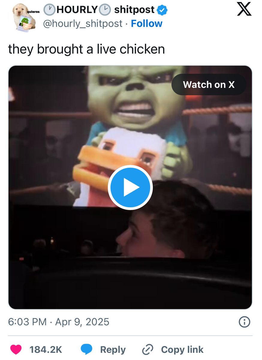 Они принесли живую курицу.