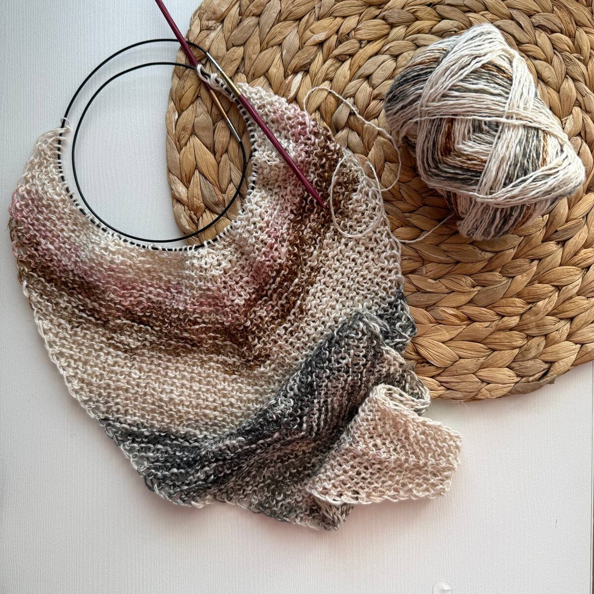 Платок из хлопковой пряжи - работа и фото автора