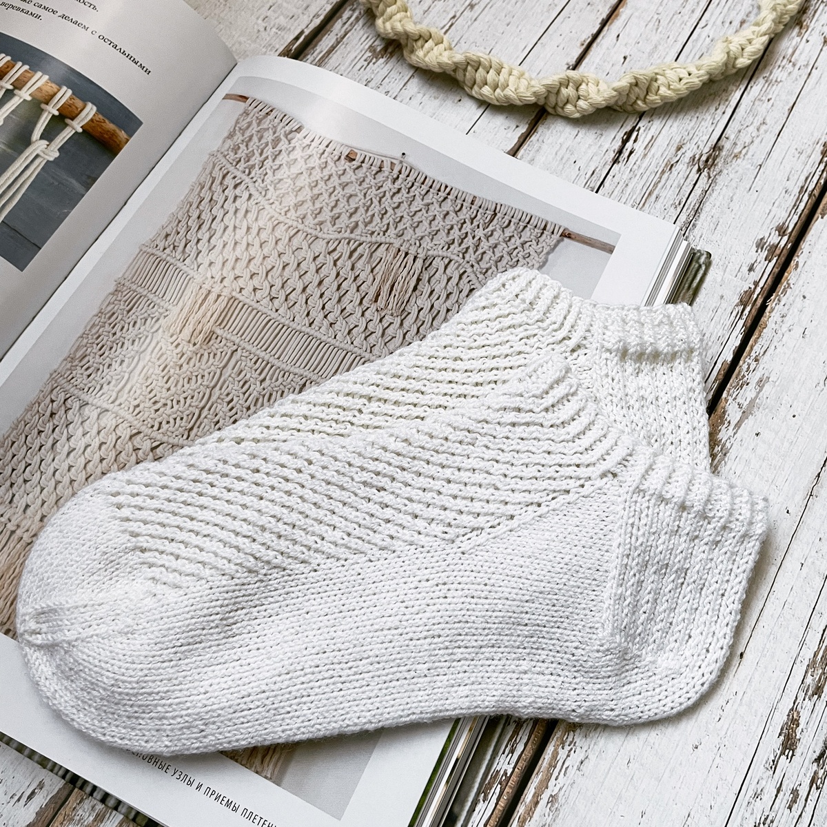 Хлопковые носочки "Макраме" - модель, работа и фото автора by-annike.ru