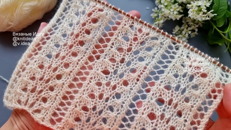 Узор Фейерверк с ажурными дорожками. Вяжем спицами