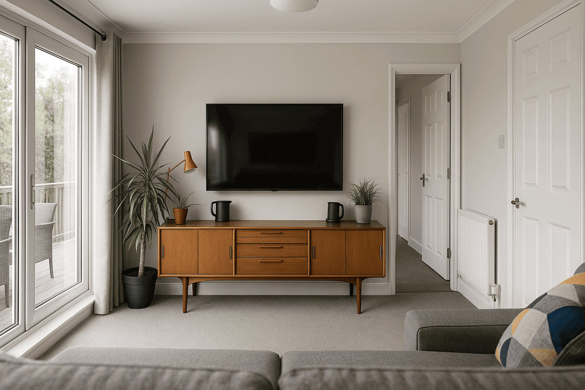    Из-за такого варианта размещения между вами и телевизором образуется «проходной двор».