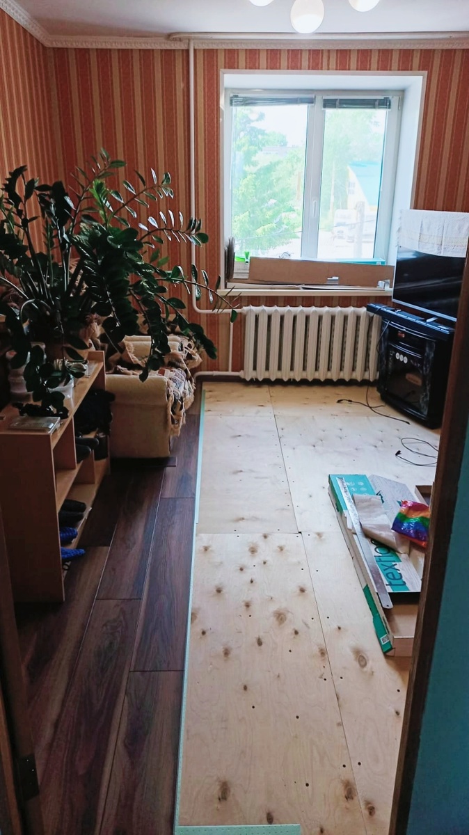 Осталось сделать пол в зале и коридоре 