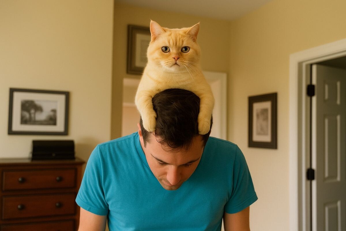 Кошка «управляет» человеком 