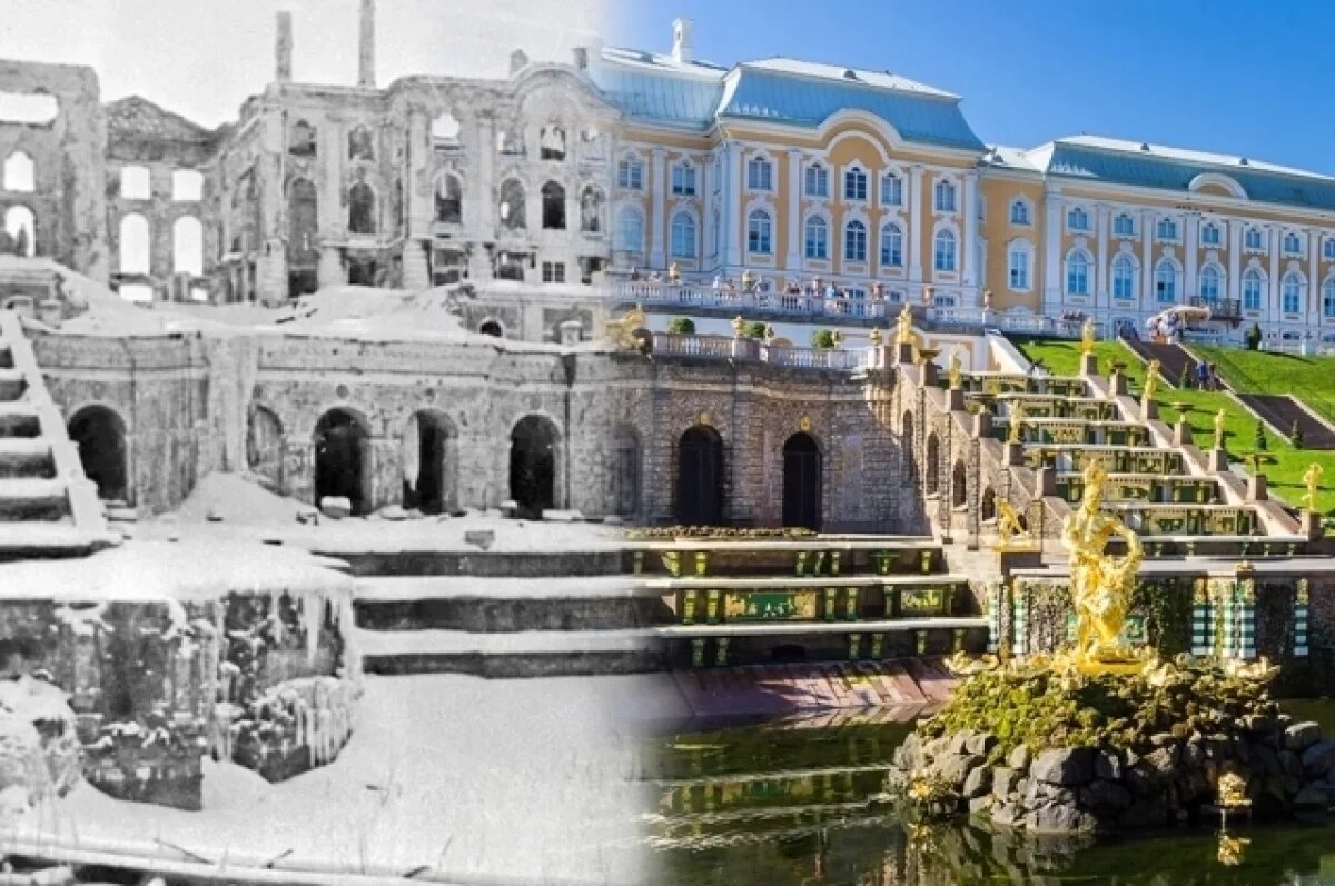    Знаменитый Петергоф возрождали из руин.