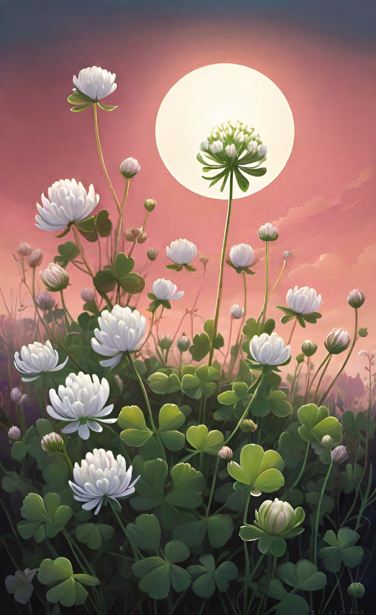 Клевер. Иллюстрация создана с помощью нейросети DreamAl и программы Photoshop.