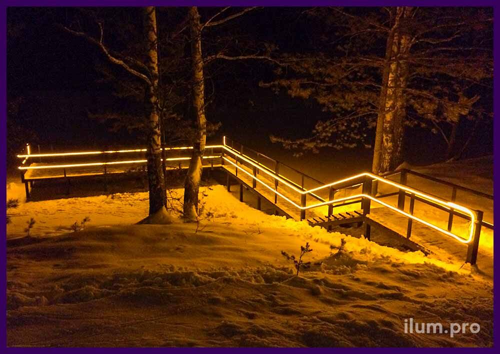 Подстветка перил гибким неоном