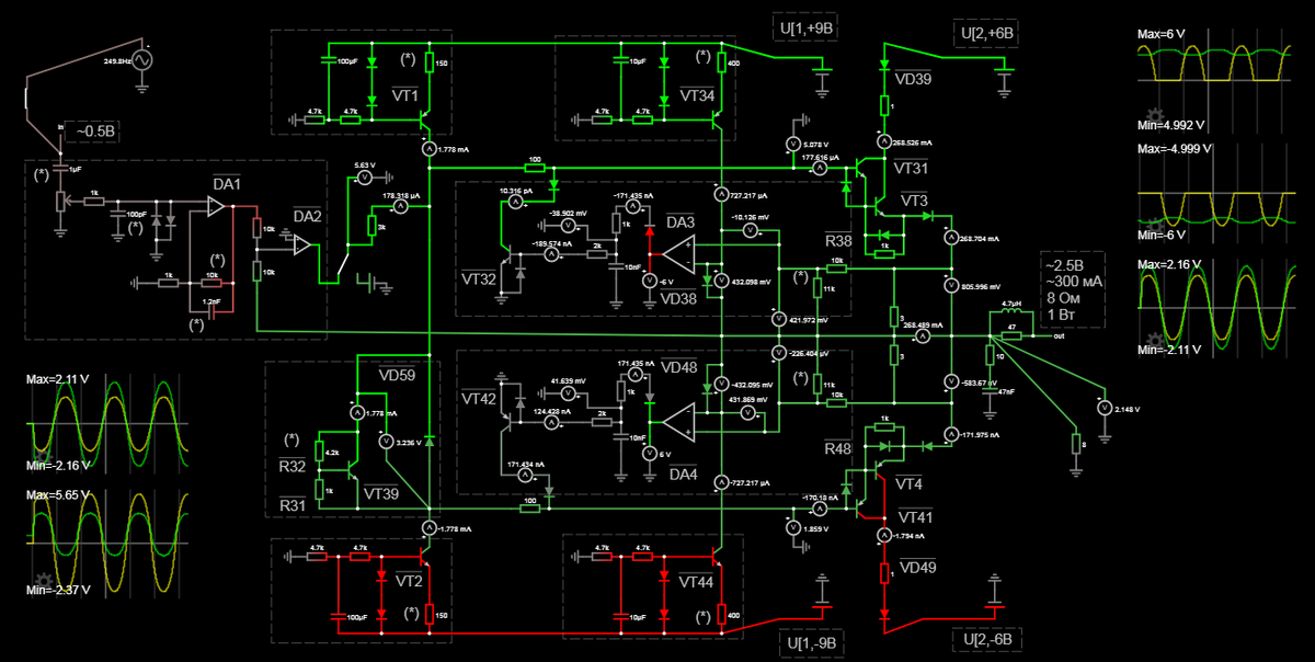 Улучшаем выходной каскад (тестовая схема 7-1)