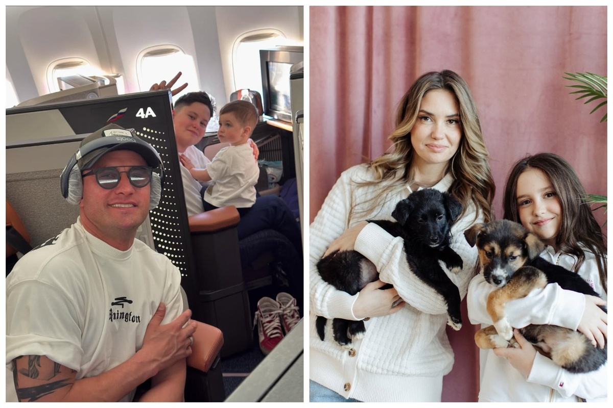 Павел Прилучный с сыновьями Тимофеем и Майклом, Зепюр Брутян с дочкой Мией