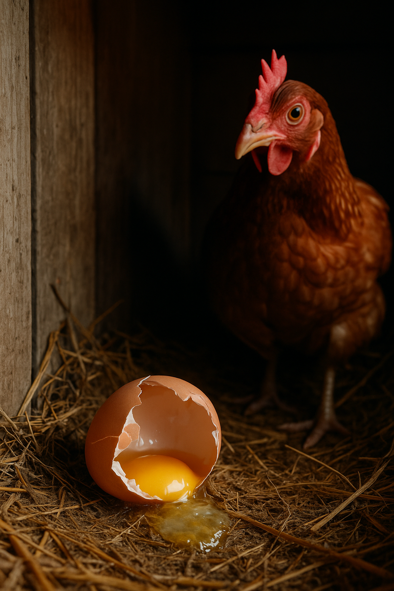 Расклеванное яйцо в гнезде