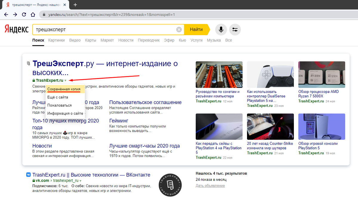 Страница результата поиска в Yandex  📷

