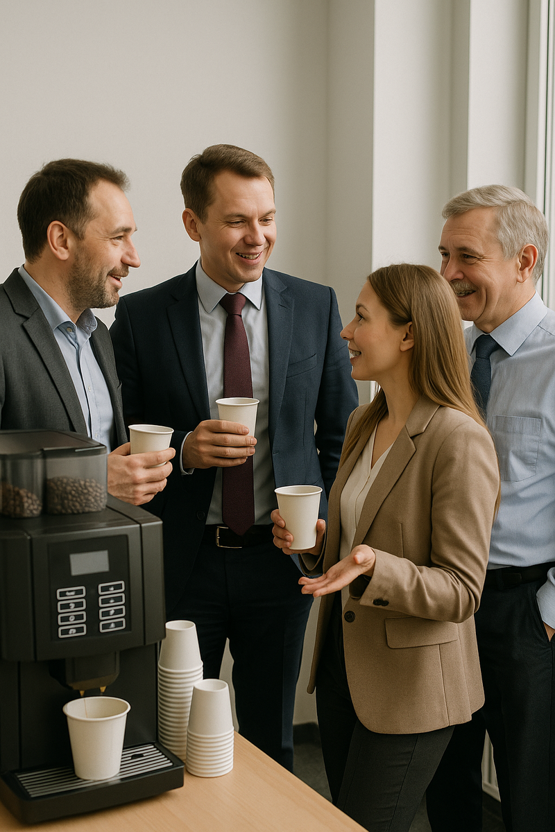 Кофе в офие не просто напиток, а возможность пообщаться с коллегами за чашечкой кофе.
