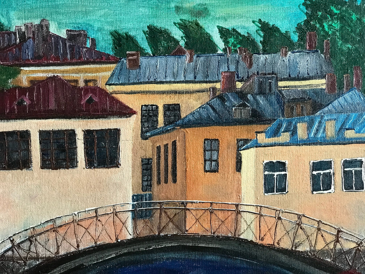 Набережная Фонтанки, картина маслом, 40х30, автор Alla-Mannala из Санкт-Петербурга