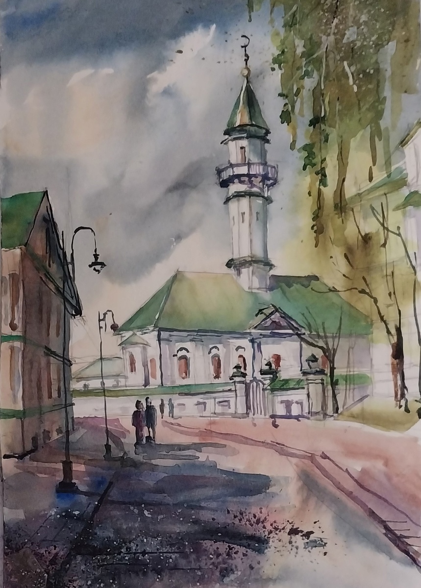 Аникина Елена Казань. Старотатарская слобода. Мечеть Марджани акварель, бумага 38-27см