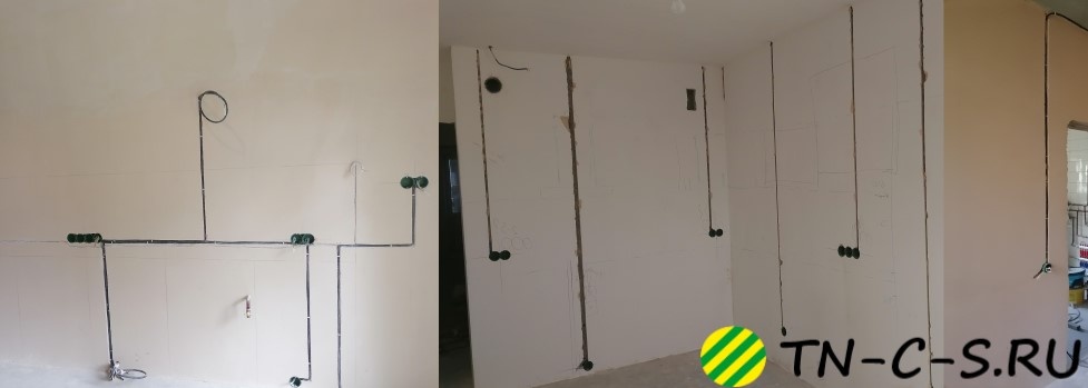 Монтаж электропроводки по оштукатуренным стенам