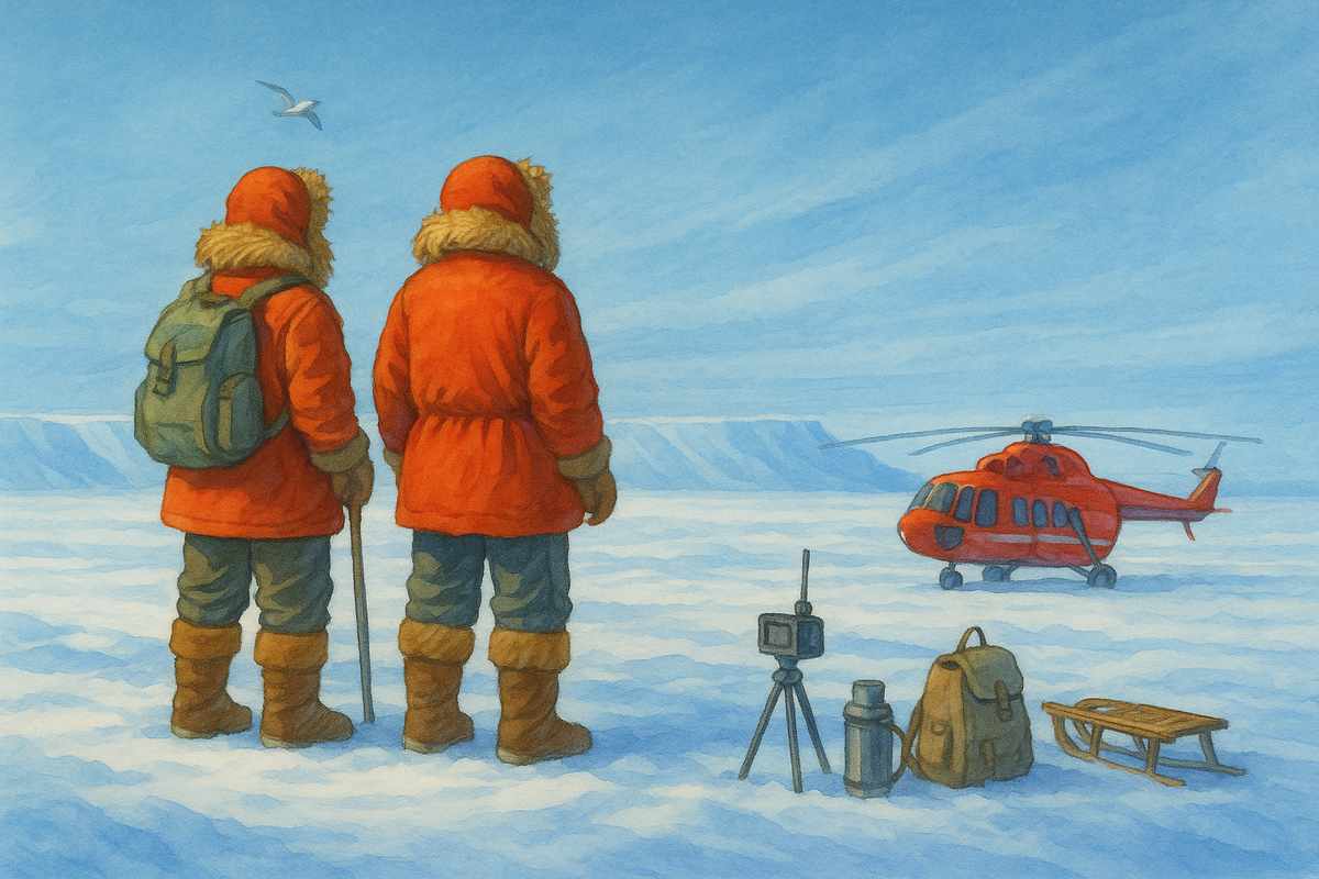 «С Днём полярника!» — изображение, сгенерированное по моему запросу искусственным интеллектом и бережно доработанное вручную.