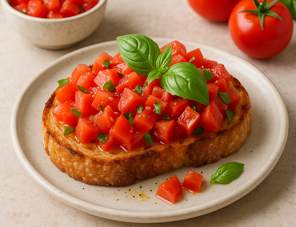 Брускетта с томатами и базиликом
