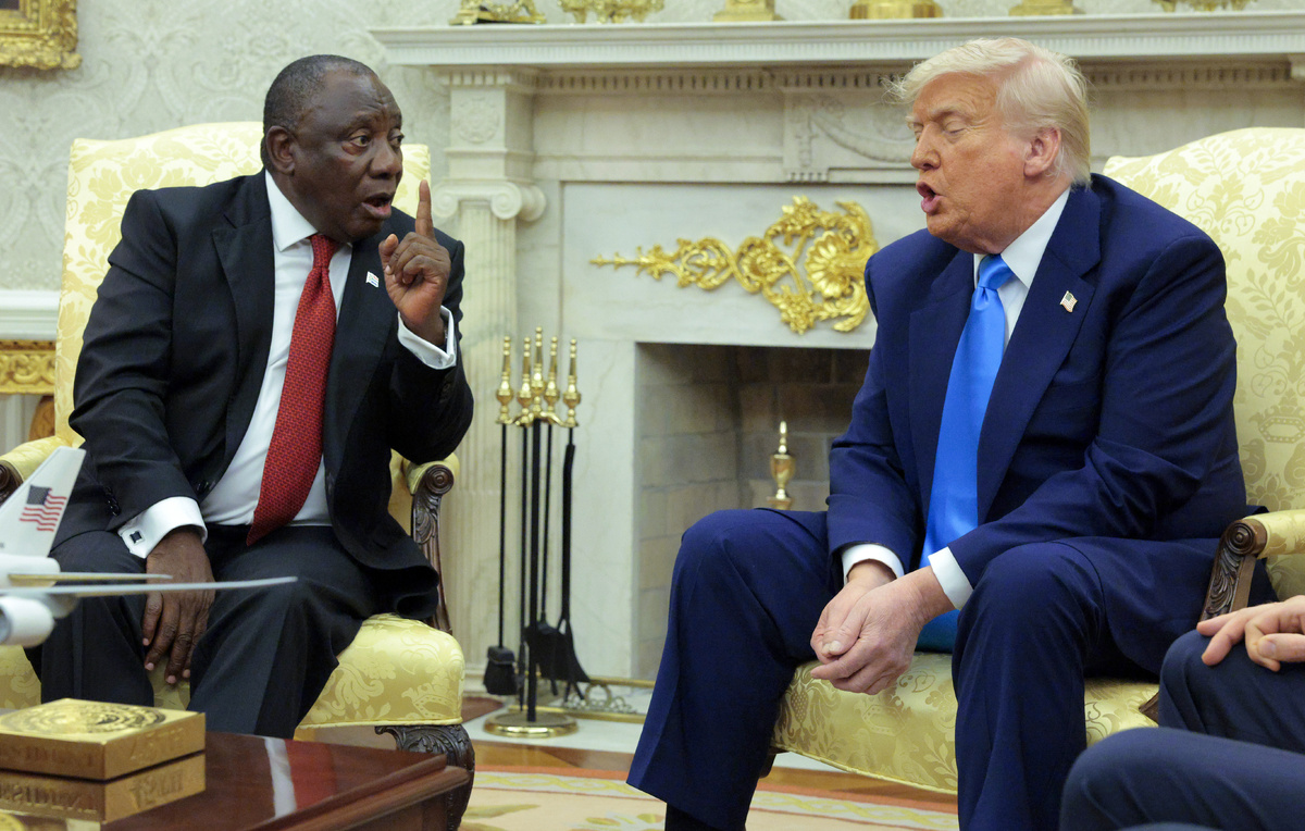    Президент ЮАР Сирил Рамапоса и президент США Дональд Трамп  Chip Somodevilla/Getty Images