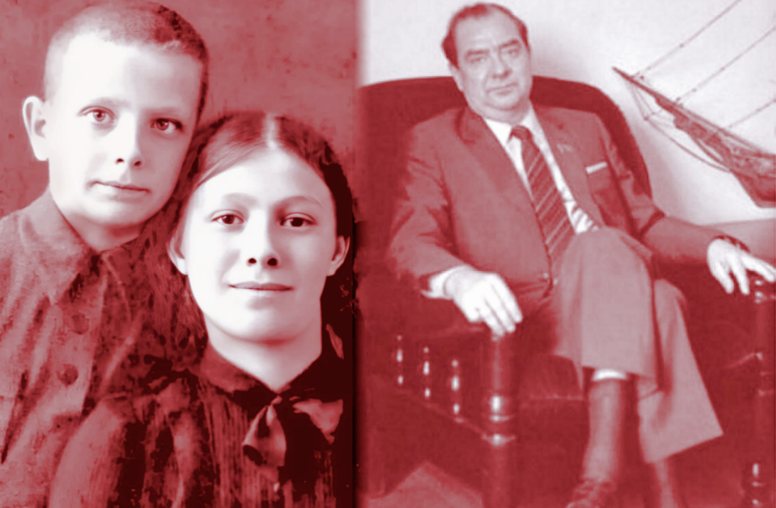 Юра с сестрой Галиной в детстве и он же через 40 лет.
