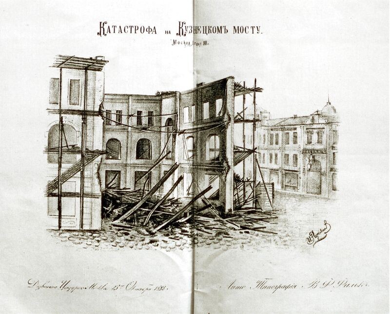 «Катастрофа на Кузнецком мосту». Рисунок В. Ф. Фалька, 1888 год, pastvu.com