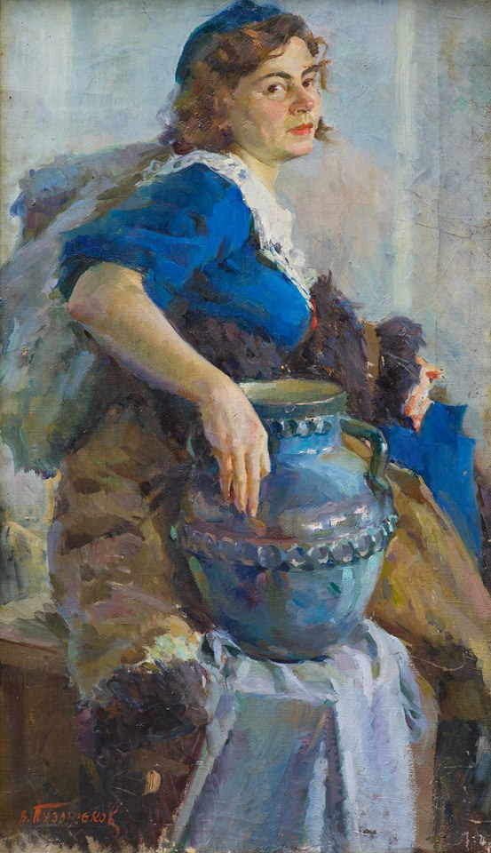 В.Г.Пузырьков. Женщина с синей вазой. 1945.