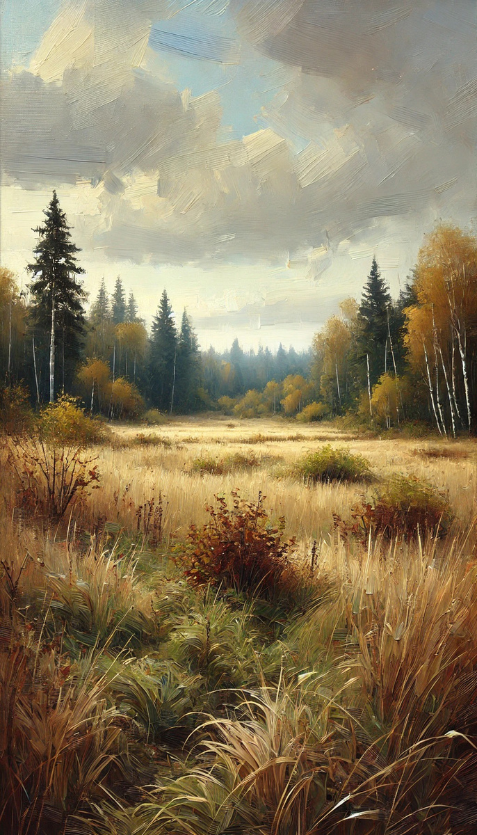 Тихое поле в начале октября