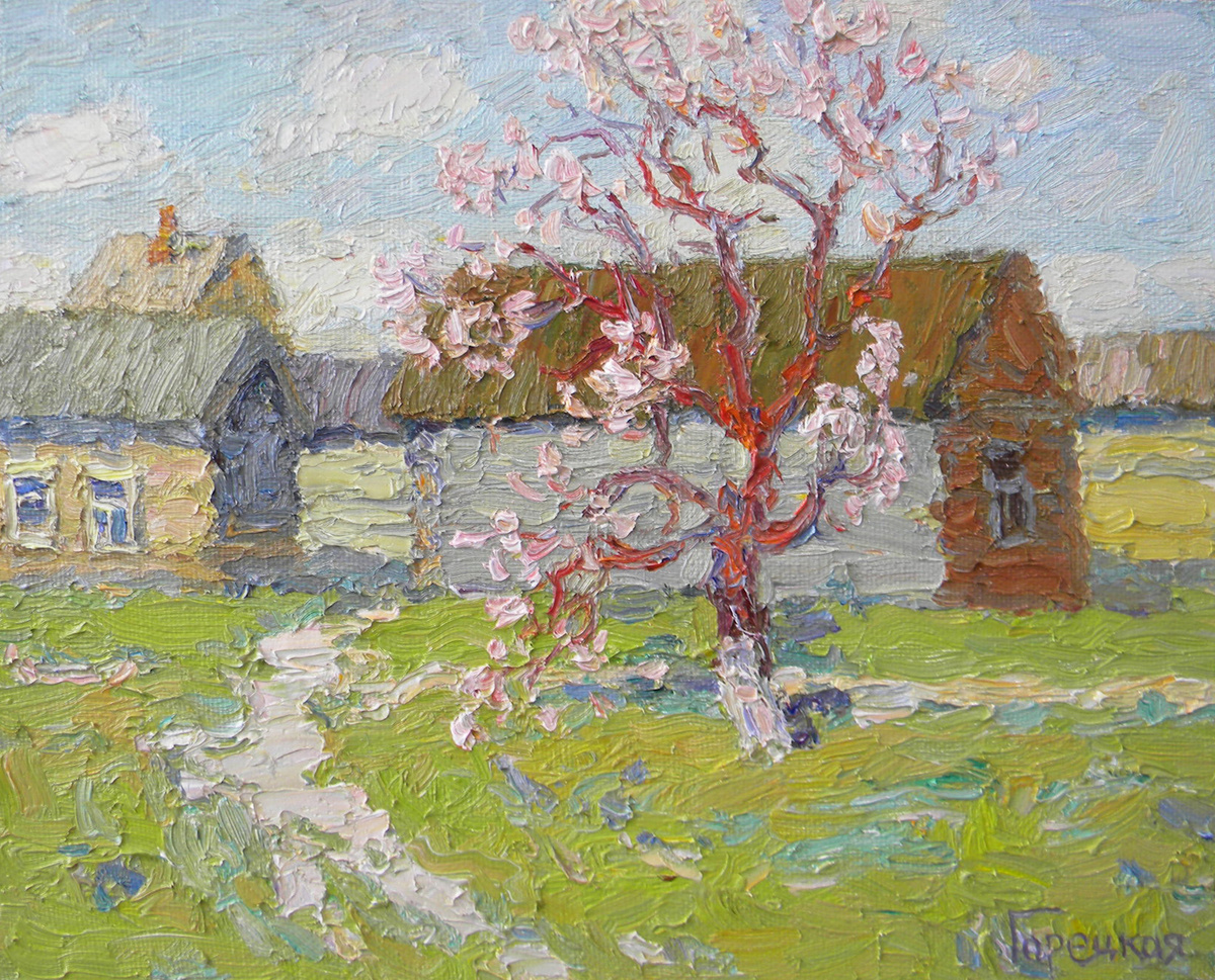 Полина Горецкая "Цветущая яблоня" 2016 холст, масло 40х50