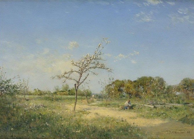 Иван Похитонов. Весна. 1888. Дерево, масло. 18 х 26,5