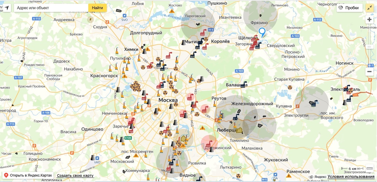 Картра самых грязных районов Москвы