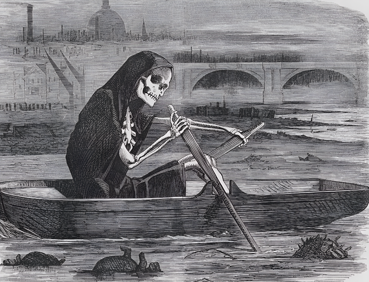 В «Тихом разбойнике» (1858) смерть по Темзе подбирается к тем, кто не пожелал платить за очистку реки.