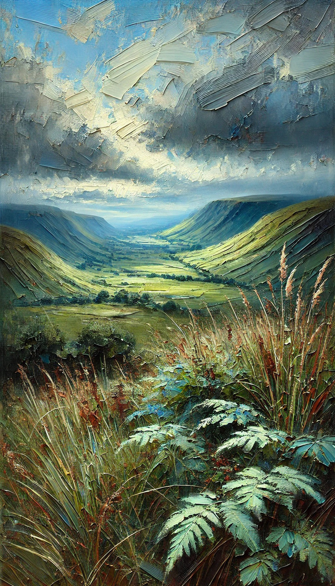 Вид с высокого холма на долину