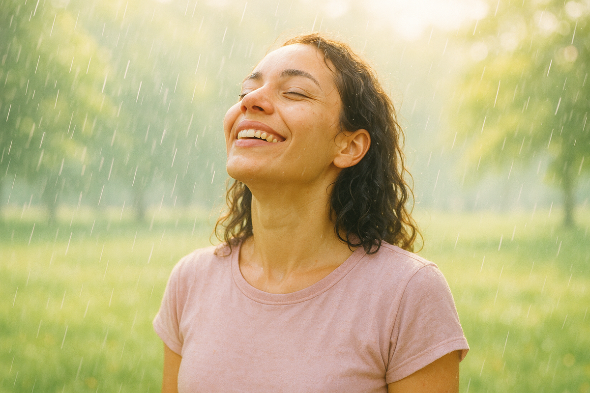 Иногда достаточно одного вдоха под дождём, чтобы почувствовать себя живым — и спокойным.