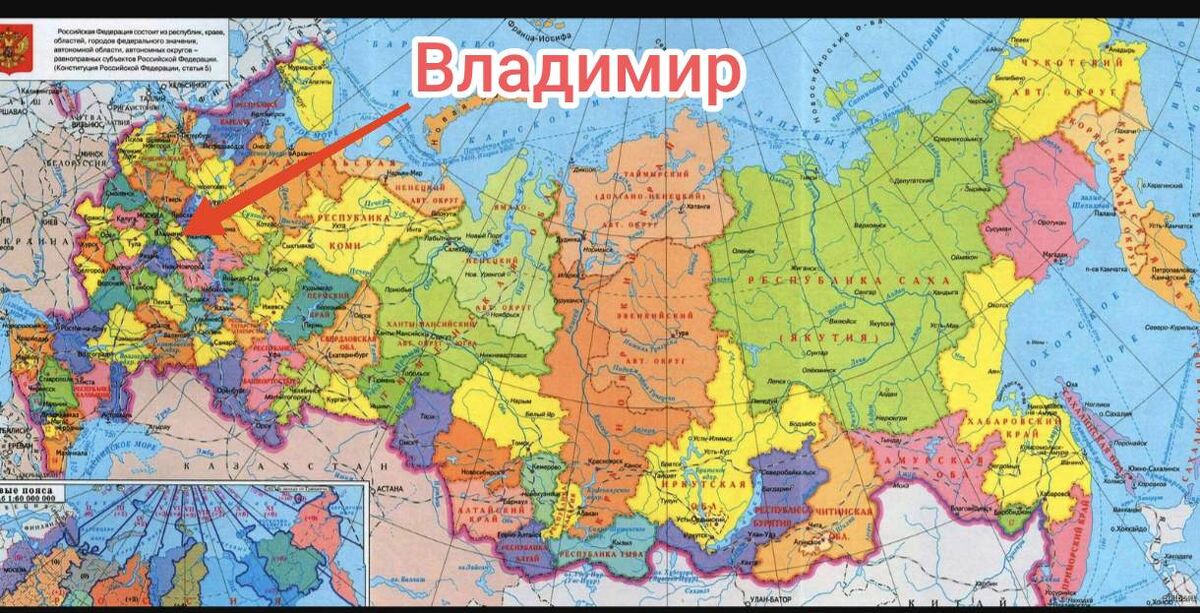 Владимир на карте России
