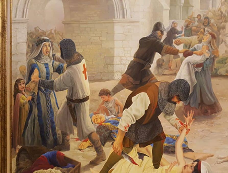 Один из эпизодов Альбигойских войн в представлении художника Эрве Оливье