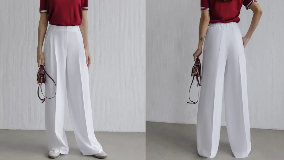 брюки палаццо классические на резинке широкие