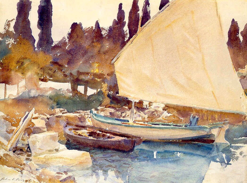 Джон Сингер Сарджент Лодки 1913.  39.9 x 53.3 cm 