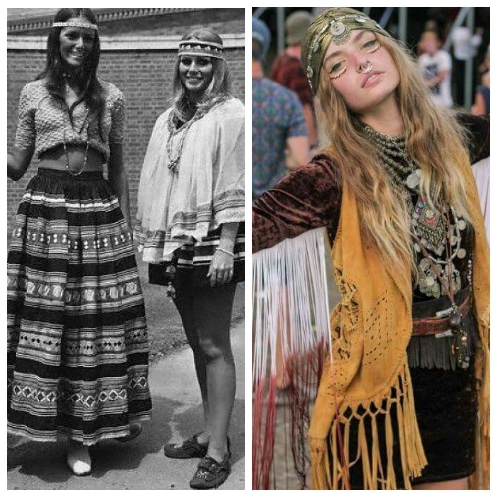 Хиппи в конце 1960-х / в наше время