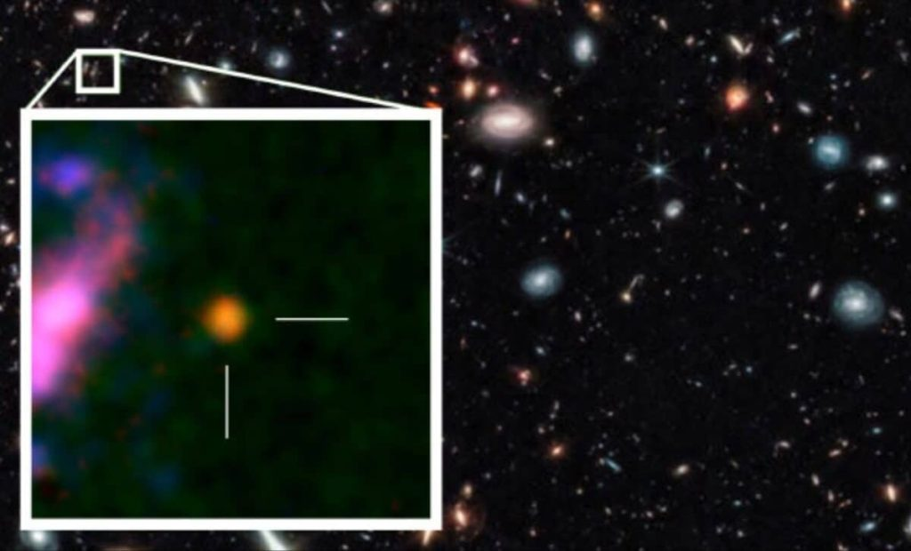 Галактика GHZ2. Фото: NASA / ESA / CSA / NAOJ