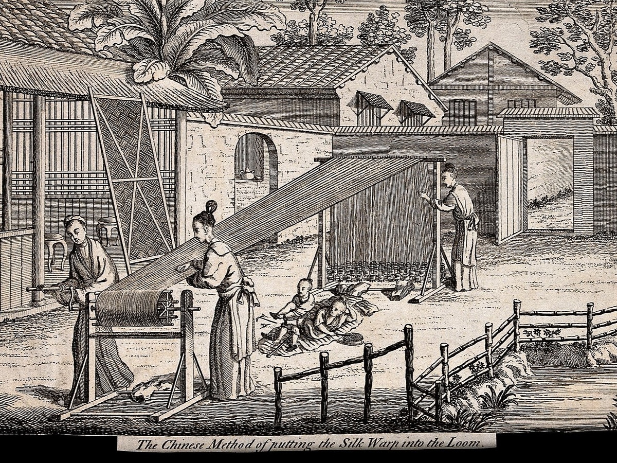 Производство шёлка в Китае. Гравюра XVIII в.