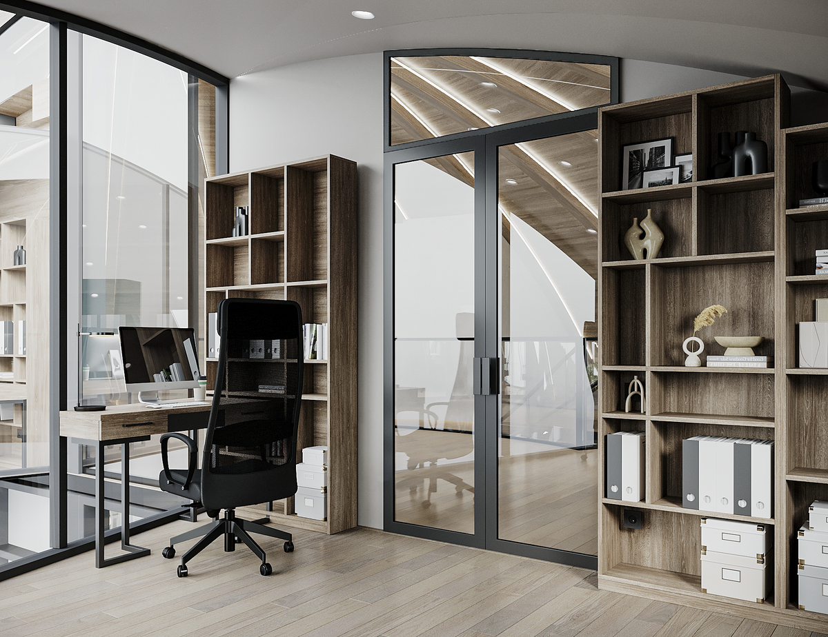 Визуализация офисного помещения в проекте здания ресепшн для загородного клуба "Vazuza".