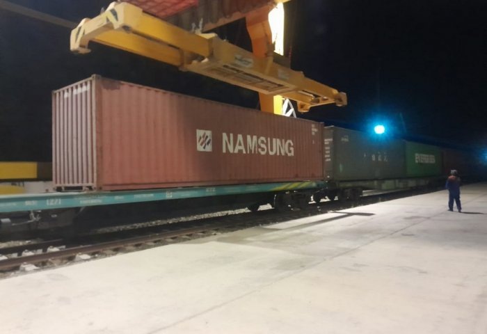 Первый контейнерный поезд по маршруту Казахстан — Объединённые Арабские Эмираты, 18 мая, 2025 г. (Фото: TULM)