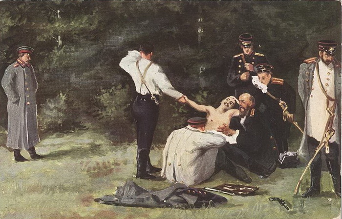 Дуэль Лермонтова и Мартынова. Источник: Википедия